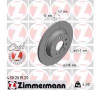 ZIMMERMANN 2x Disco Freno Posteriore Ø278 MM per Opel Zafira B A05 1.8 1.6 Astra