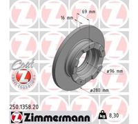 ZIMMERMANN 2X Disco Freno Posteriore Ø280 Mm Voll Per Ford Transit Kasten