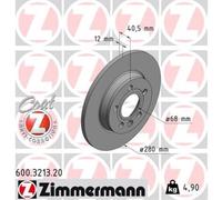 2x Disco freno pieno 600.3213.20 ZIMMERMANN per VW TRANSPORTER T4 Autobus