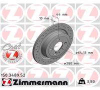 ZIMMERMANN 2X Disco Freno Posteriore Ø280 Per MINI Mini R56 Cooper One R57 John