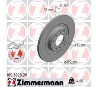 ZIMMERMANN 2x Disco Freno Posteriore Ø290 MM per Opel Grandland X 75 1.2 1.6