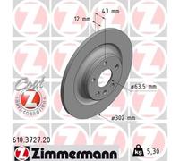 ZIMMERMANN 2x Disco Freno Posteriore Ø302 MM Pieno per Volvo XC60 II 246 2.0 D4