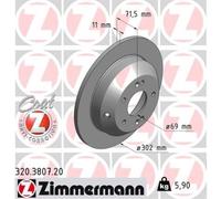 ZIMMERMANN 2x Disco Freno Posteriore Ø302 Mm Ventilato Per KIA Sorento II XM
