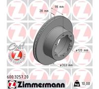 ZIMMERMANN 2X Disco Freno Posteriore Ø303 Mm Ventilato Per VW Crafter Kasten
