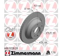 ZIMMERMANN 2X Disco Freno Posteriore Ø314 Mm Per VW Multivan V 7HM