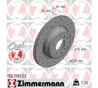 ZIMMERMANN 2x Disco Freno Posteriore Ø328 MM Außenbelüftet Forati per BMW 7er