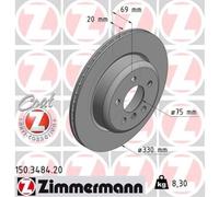 ZIMMERMANN 2x Disco Freno Posteriore Ø330 Di MM Ventilazione Interna per BMW 5er