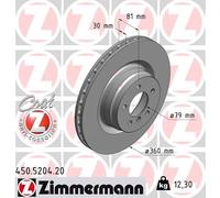ZIMMERMANN Disco freno 450.5204.20 Ventilato Ø360 mm Anteriore per Land Rover
