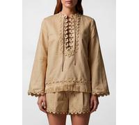 ZIMMERMANN Blusa Mahon in cotone con ricami e applicazioni a frange 1 Beige
