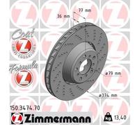 ZIMMERMANN Disco Ø374 Ventilato Anteriore Destro per BMW 5er Touring 6er E60