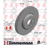 ZIMMERMANN Disco Ø374 Ventilato Anteriore Sinistra per BMW 5er Touring F11 F10