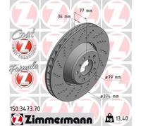 ZIMMERMANN Disco Ø374 Ventilato Anteriore Sinistra per BMW 6er Cabriolet 5er E60