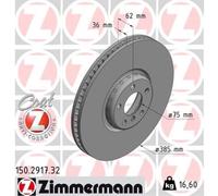 ZIMMERMANN Disco Ø385 Ventilato Anteriore Sinistra per BMW X5 X6 E70 F15 F85
