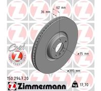 ZIMMERMANN Disco Ø395 Ventilato Anteriore Sinistra per BMW X5 X6 E70 F15 F85