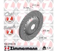 ZIMMERMANN Disco Freno Ø396 Ventilato Posteriore Destro Per BMW 6 Gran Coupe 6er