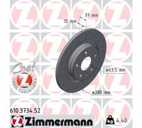 ZIMMERMANN Disco Freno Posteriore Completamente Forato Per Volvo XC40 536