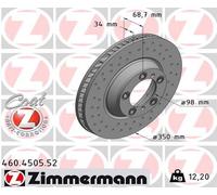 ZIMMERMANN Disco Ventilato Anteriore Destro per Porsche Cayenne Coupé 9YA 9YB