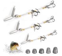 Zimoer 3 Pezzi Ami da Pesca Pike Stinger Rig Shallow Rig Ami da Pesca Treble Forti Taglia S M L per Esche da Luccio con Pesi da 5g, 7g, 10g, 15g, 20g per Esche Morbide, Set di Attrezzatura da Pesca