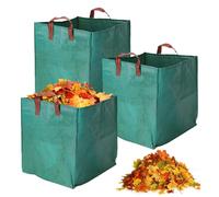 Zimoer 3 Sacchi Giardinaggio Robusti e Riutilizzabili, 125L 50×50×50cm, Verde, in Polipropilene (PP) per Raccogliere Foglie, Rami, Erba e Rifiuti Domestici