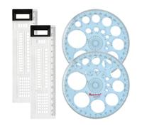 Zimoer 4 Pezzi Set Stencil per Disegno - Circle Stencil Set con 2 Righello Trasparente（15cm）, 2 Cerchiometro Multifunzione, Stencil per Pittura, Ideale per Scuola, Ufficio, Arte e Design