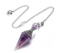 Zimoer Pendolo Ametista, Pendolo Di Cristallo Esagonale,Pendolo Esoterico,Pendolo di Cristallo Esoterico Vintage per Divinazione,Chakra Reiki,Per Divinazione, Meditazione Chakra,Reiki