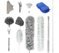 Zimoer Set da 13 Pezzi Spolverino Telescopico, Spolverino Allungabile Ragnatele Piumino per Spolverare, Spolverino e Scopino Angolare Scopa Telescopica per Ragnatele Spolverino per Polvere Allungabile