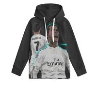 ZIMONJO Ronaldo Felpa con Cappuccio Bambino - Calcio Stampa 3D Fantastica Felpa Ragazzo - Regalo per Figlio Nipote 8-10Y