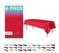 ZIMPLEWARE, set di 6 tovaglie usa e getta standard in plastica per feste, 108 cm x 108 cm, colore: rosso
