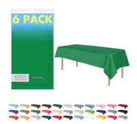 ZIMPLEWARE Tovaglia di plastica usa e getta standard verde [confezione da 6] 137,2 x 274,3 cm, tovaglia rettangolare per uso interno ed esterno