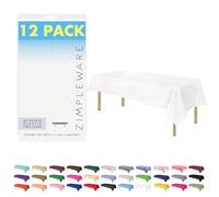 ZIMPLEWARE Tovaglia in plastica usa e getta standard bianca, confezione da 12, 137,2 x 274,3 cm, rettangolare, per uso interno ed esterno