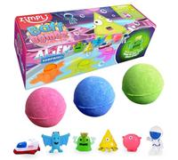 ZIMPLI - 3 x Large 100g Alien Surprise Baff Bombz, 1 dei 6 giocattoli alieni da collezionare, uno per ogni bomba da bagno, regalo di compleanno per bambini, giocattolo da bagno