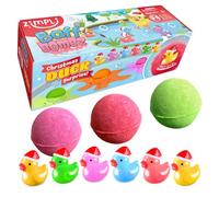 ZIMPLI - 3 x Large 100g Christmas Duck Surprise Baff Bombz, 1 dei 6 giocattoli a forma di papera da collezionare, uno per ogni bomba da bagno, regali di Natale da mettere nella calza per bambini