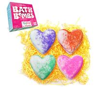 ZIMPLI - 4 x Large UK Made Love Heart Bath Bombs Gift Set, Ideal Valentines Day Present for Her, Women, Girlfriend, Wife, Beauty Spa Fizzers for Mother's Day, Christmas, Anniversary Presents