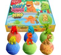 ZIMPLI - 6 Bombe Da Bagno a Sorpresa Dinosauro Grande, 6 Giocattoli Dinosauro a