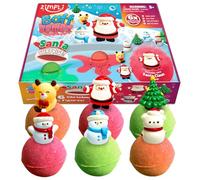 ZIMPLI - 6 x Grandi Bombe da Bagno con Sorpresa Babbo Natale, 6 x Giocattoli Natalizi a Sorpresa, Set Regalo Baff Bomb di Natale per Bambini, Regali dai 3 anni in su
