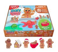 ZIMPLI 6 x Large 100g Gingerbread Surprise Baff Bombz, 1 di 6 giocattoli Gingerbread da collezionare, uno per ogni bomba da bagno, regali di Natale da mettere nella calza per i bambini