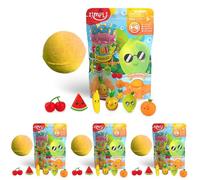 ZIMPLI - Bomba da bagno grande a sorpresa fruttata per bambini, 6 giocattoli di frutta a sorpresa da collezionare in totale, uno per bomba da bagno, giocattoli da collezione (Confezione da 4)