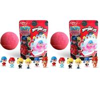 ZIMPLI - Bomba da bagno grande a sorpresa Miraculous, 6 giocattoli a sorpresa Miraculous da collezionare in totale, uno per bomba, giocattolo da bagno collezionabile per bambini (Confezione da 2)