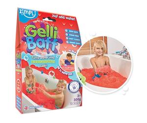 ZIMPLI - Gelli Baff Rosso, 1 bagno o 6 usi per giocare, come per magia l’acqua si trasforma in melma, regalo antistress soddisfacente per bambini, giocattolo Montessori