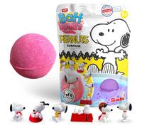 ZIMPLI Grande Bomba da Bagno Surprise Peanuts, 1 dei 6 giocattoli sorpresa di Snoopy da collezionare, Una sorpresa per ogni Baff Bomb, Piccolo Regalo Economico, Figure da Collezione