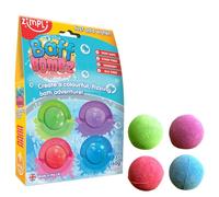Zimpli Kids - 4 x Bombe da Bagno, Set Regalo Fizzers da Bagno per Bambini, Idratante & Biologico per Pelli Secche, Regalo di Compleanno per Ragazzi e Ragazze, Gioco da Bagno da Paghetta