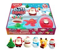 Zimpli Kids 6 bombe da bagno grandi a sorpresa con Babbo Natale da 100 g, 6 giocattoli di Natale a sorpresa all'interno, regalo per riempire calze da collezione, regalo di Natale per ragazzi e ragazze