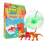 Zimpli Kids - Bomba da bagno Dino Baff Dust 2 e 2 figure di dinosauri, magica bomba da bagno in polvere per bambini, fragola, divertimento, sicuro per la pelle e lo scarico