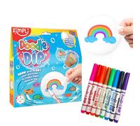 Doodle N Dip di Zimpli Kids, Disegna e fai galleggiare le tue immagini e aggiungile come tatuaggi temporanei, 8 pennarelli magici e paletta per immagini, penne magiche per dipingere ad acqua