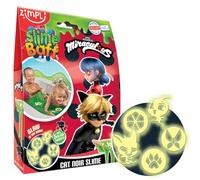 ZIMPLI - Miraculous Cat Noir Slime Baff Verde, 5 personaggi fosforescenti, trasforma magicamente l’acqua in una slime colorata e appiccicosa