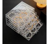 Zinaroty Scatola portaoggetti in acrilico per gioielli e orecchini, con 3/5 cassetti, organizer trasparente per gioielli per donne e ragazze (5 cassetti)