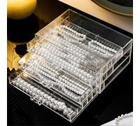 Zinaroty Scatola portaoggetti per collane in acrilico, antipolvere, vassoio espositore per collane con 3/5 cassetti trasparenti, 18/30 scomparti, scatola portaoggetti per collane con ciondolo per