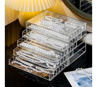 Zinaroty Scatola portaoggetti per collane in acrilico, antipolvere, vassoio espositore per collane con 3/5 cassetti trasparenti, 18/30 scomparti, scatola portaoggetti per collane con ciondolo per