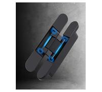 Zinc Alloy Invisible Hinge Adjustable Door Hinges Cabinet Cross Furniture Hardware For Wooden Doors, No Visible Screw Hinge(Black,4.3x0.9"/110X24mm)