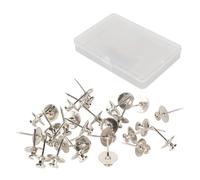 Zinc Alloy Picture Hanging Nails, Double Headed Thumbtacks with Storage Box, 30 Pack, Silver
